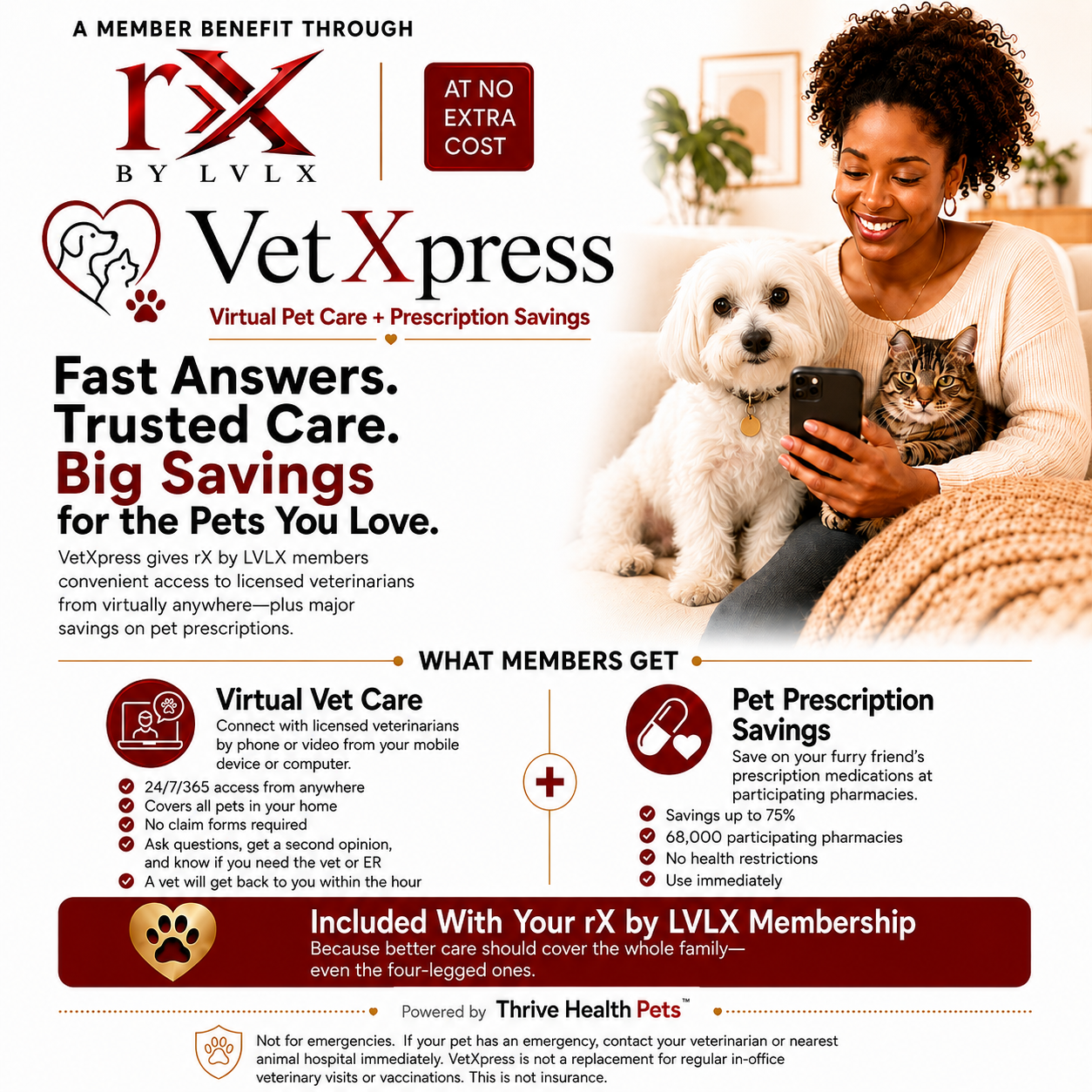 VetXpress virtual pet care and prescription savings flyer